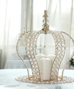 HIER_4700 14" Gold Wired Metal Acrylic Crystal Beaded Charger Plate 27 HIER_4700 14