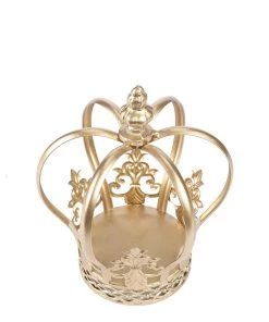 HIER_4200 8" Gold Metal Fleur-De-Lis Sides Royal Crown Cake Topper, Centerpiece Chargers & Centerpieces 18 HIER_4200 8