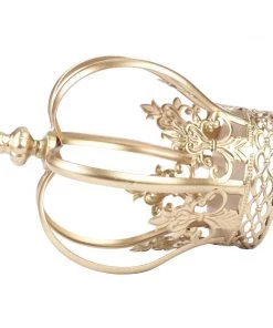 HIER_4200 8" Gold Metal Fleur-De-Lis Sides Royal Crown Cake Topper, Centerpiece Chargers & Centerpieces 17 HIER_4200 8