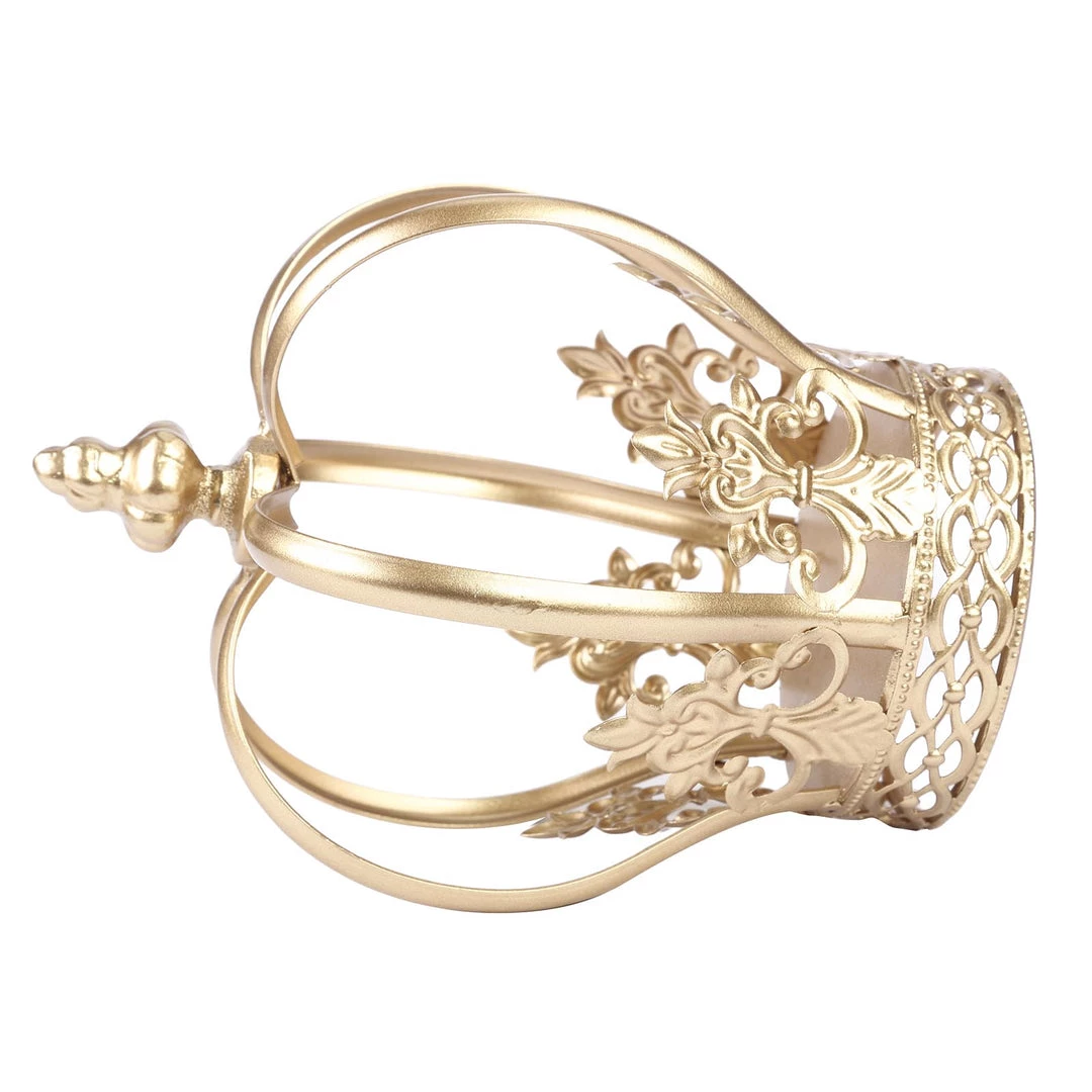 HIER_4200 8" Gold Metal Fleur-De-Lis Sides Royal Crown Cake Topper, Centerpiece Chargers & Centerpieces 8 HIER_4200 8" Gold Metal Fleur-De-Lis Sides Royal Crown Cake Topper, Centerpiece Chargers & Centerpieces
