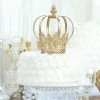 HIER_4200 8" Gold Metal Fleur-De-Lis Sides Royal Crown Cake Topper, Centerpiece Chargers & Centerpieces