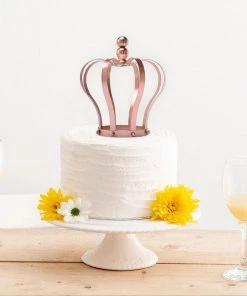 HIER_4200 9" Blush/Rose Gold Metal Royal Crown Cake Topper, Wedding Cake Decor Chargers & Centerpieces