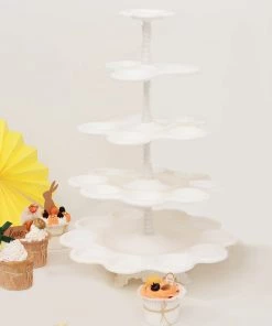 HIER_4120 Chargers & Centerpieces 18" 5-Tier Scallop Edge 27-Cupcake Holder Stand, Dessert Display Tower