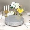 HIER_4110 Chargers & Centerpieces 22" Round Silver Embossed Cake Stand Riser Matte Metal Cake Pedestal
