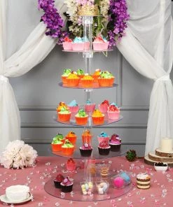 HIER_4120 33" 6-Tier XL Clear Acrylic Cupcake Tower Stand Dessert Holder Display Chargers & Centerpieces