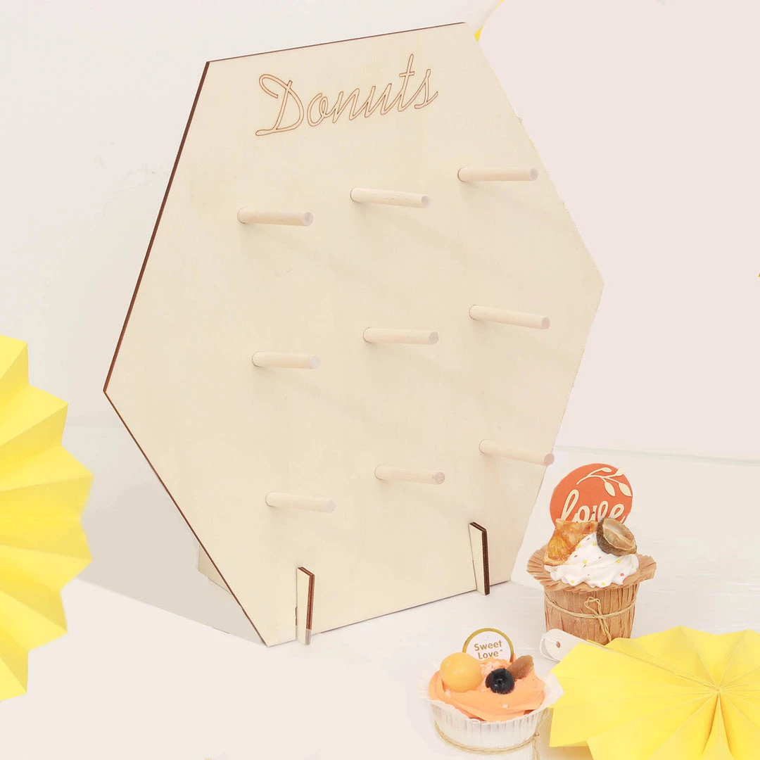 HIER_4130 Chargers & Centerpieces 13" Donut Bar Wall Display Stand Hexagon Detachable Board Dessert Holder 9 HIER_4130 Chargers & Centerpieces 13" Donut Bar Wall Display Stand Hexagon Detachable Board Dessert Holder