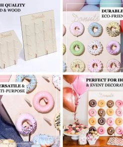 HIER_4130 Chargers & Centerpieces 13" Donut Bar Wall Display Stand Hexagon Detachable Board Dessert Holder 16 HIER_4130 Chargers & Centerpieces 13