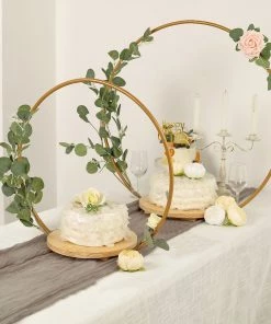 HIER_4110 20" Round Wedding Arch Cake Stand, Metal Floral Centerpieces Display 25 HIER_4110 20