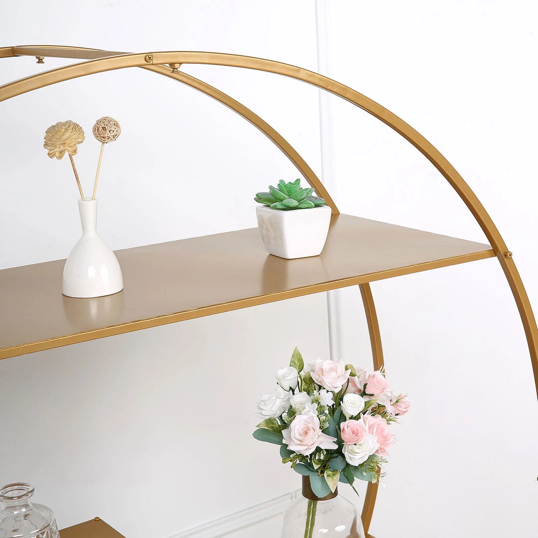 HIER_4110 4ft Large Gold Metal Round Cake Dessert Display Stand, Wedding Arch Backdrop, Balloons Rack, Modern Bookcase Chargers & Centerpieces 9 HIER_4110 4ft Large Gold Metal Round Cake Dessert Display Stand, Wedding Arch Backdrop, Balloons Rack, Modern Bookcase Chargers & Centerpieces