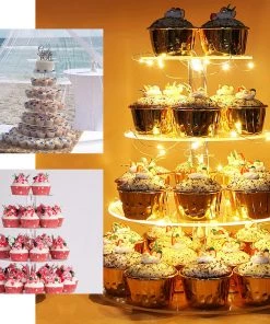 HIER_4120 17" Heavy Duty Acrylic Round 5-Tier Cake Stand, Cupcake Tower, Dessert Holder Chargers & Centerpieces 12 HIER_4120 17