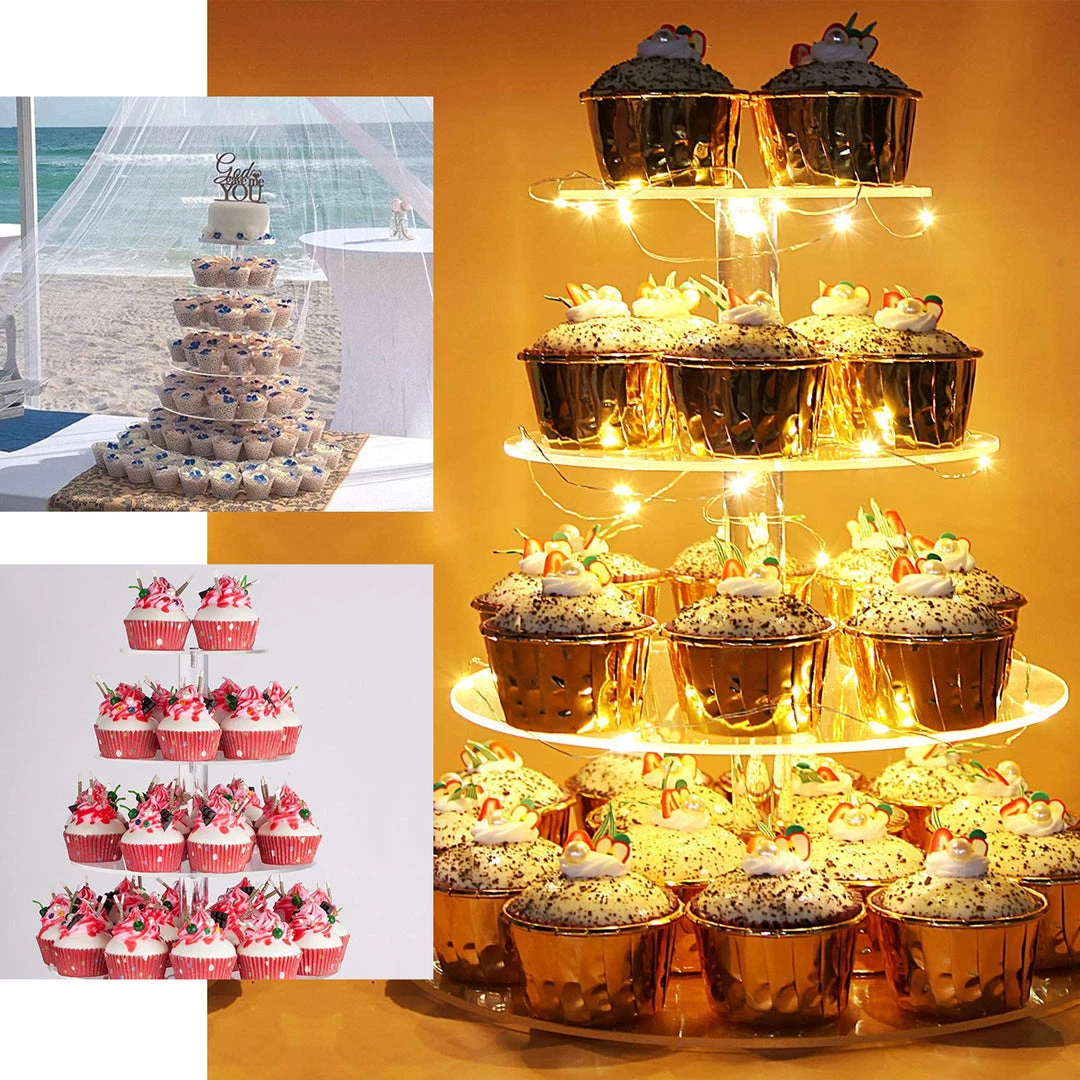 HIER_4120 17" Heavy Duty Acrylic Round 5-Tier Cake Stand, Cupcake Tower, Dessert Holder Chargers & Centerpieces 5 HIER_4120 17" Heavy Duty Acrylic Round 5-Tier Cake Stand, Cupcake Tower, Dessert Holder Chargers & Centerpieces