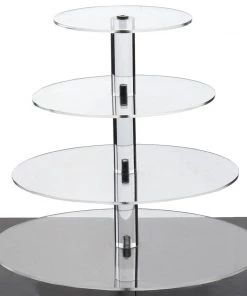 HIER_4120 12" Heavy Duty Acrylic Round 4-Tier Cake Stand, Cupcake Tower, Dessert Holder Chargers & Centerpieces