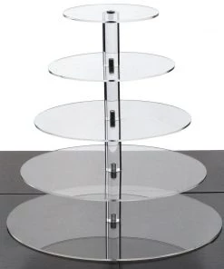 HIER_4120 17" Heavy Duty Acrylic Round 5-Tier Cake Stand, Cupcake Tower, Dessert Holder Chargers & Centerpieces 13 HIER_4120 17
