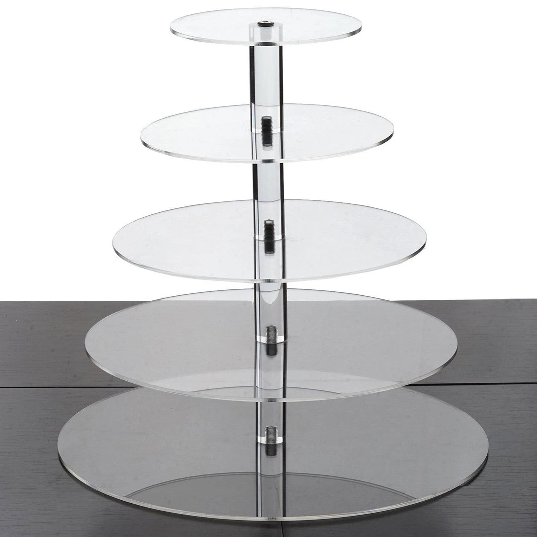 HIER_4120 17" Heavy Duty Acrylic Round 5-Tier Cake Stand, Cupcake Tower, Dessert Holder Chargers & Centerpieces 1 HIER_4120 17" Heavy Duty Acrylic Round 5-Tier Cake Stand, Cupcake Tower, Dessert Holder Chargers & Centerpieces