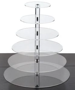 HIER_4120 20" Heavy Duty Acrylic Round 6-Tier Cake Stand, Cupcake Tower, Dessert Holder