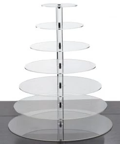 HIER_4120 25" Heavy Duty Acrylic Round 7-Tier Cake Stand, Cupcake Tower, Dessert Holder