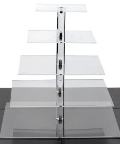 HIER_4120 Chargers & Centerpieces 17" Heavy Duty Acrylic Square 5-Tier Cake Stand, Dessert Display Cupcake Holder