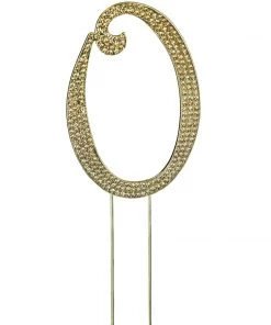 HIER_4100 Chargers & Centerpieces 2.5" Gold Rhinestone Monogram Number Cake Toppers, Numbers 0 - 9