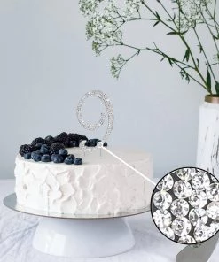 HIER_4200 Chargers & Centerpieces 2.5" Silver Rhinestone Monogram Number Cake Toppers, Numbers 0 - 9