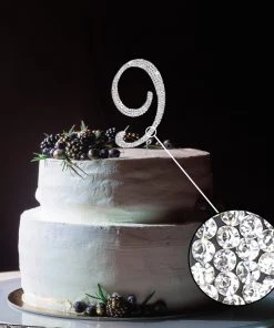 HIER_4200 4.5" Silver Rhinestone Monogram Number Cake Toppers, Numbers 0 - 9 Chargers & Centerpieces