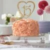 HIER_4200 Chargers & Centerpieces 8" Gold Rhinestone Monogram Number 15 Quinceanera Heart Cake Topper