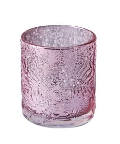 HIER_4320 6 Pack | Blush/Rose Gold Mercury Glass Candle Holders, Votive Tealight Holders With Palm Leaf Design 25 HIER_4320 6 Pack | Blush/Rose Gold Mercury Glass Candle Holders, Votive Tealight Holders With Palm Leaf Design