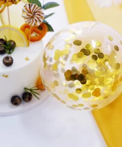 HIER_4200 Chargers & Centerpieces 6 Pcs | Gold/White Happy Birthday Cake Topper, 4 Mini Paper Fans & Gold Confetti Balloon Decor 19 HIER_4200 Chargers & Centerpieces 6 Pcs | Gold/White Happy Birthday Cake Topper, 4 Mini Paper Fans & Gold Confetti Balloon Decor