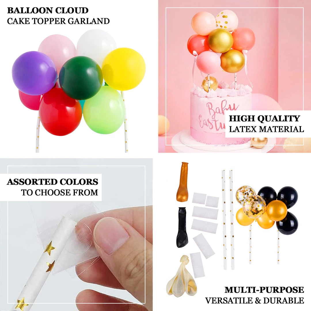 HIER_4200 11 Pcs | Confetti Balloon Garland Cloud Cake Topper, Mini Cake Decorations - Clear, Rose Gold & White Chargers & Centerpieces 4 HIER_4200 11 Pcs | Confetti Balloon Garland Cloud Cake Topper, Mini Cake Decorations - Clear, Rose Gold & White Chargers & Centerpieces