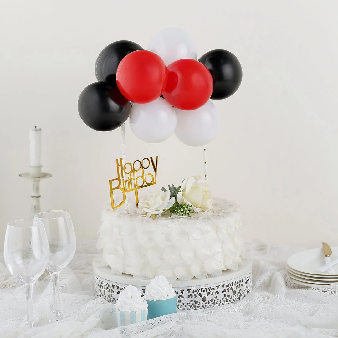 HIER_4200 Chargers & Centerpieces 11 Pcs | Balloon Garland Cloud Cake Topper, Mini Cake Decorations - Black, Red & White 8 HIER_4200 Chargers & Centerpieces 11 Pcs | Balloon Garland Cloud Cake Topper, Mini Cake Decorations - Black, Red & White