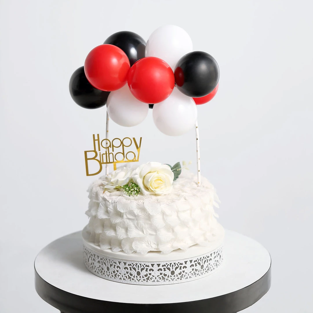 HIER_4200 Chargers & Centerpieces 11 Pcs | Balloon Garland Cloud Cake Topper, Mini Cake Decorations - Black, Red & White 1 HIER_4200 Chargers & Centerpieces 11 Pcs | Balloon Garland Cloud Cake Topper, Mini Cake Decorations - Black, Red & White