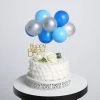 HIER_4200 11 Pcs | Balloon Garland Cloud Cake Topper, Mini Cake Decorations - Light Blue, Royal Blue & Silver