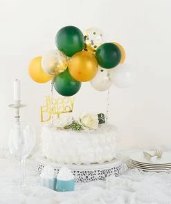 HIER_4200 14 Pcs | Confetti Balloon Garland Cloud Cake Topper, Mini Cake Decorations - Clear, Gold, Hunter Green & White Chargers & Centerpieces 17 HIER_4200 14 Pcs | Confetti Balloon Garland Cloud Cake Topper, Mini Cake Decorations - Clear, Gold, Hunter Green & White Chargers & Centerpieces
