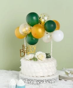 HIER_4200 14 Pcs | Confetti Balloon Garland Cloud Cake Topper, Mini Cake Decorations - Clear, Gold, Hunter Green & White Chargers & Centerpieces 18 HIER_4200 14 Pcs | Confetti Balloon Garland Cloud Cake Topper, Mini Cake Decorations - Clear, Gold, Hunter Green & White Chargers & Centerpieces