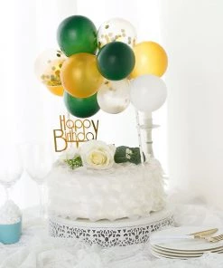 HIER_4200 14 Pcs | Confetti Balloon Garland Cloud Cake Topper, Mini Cake Decorations - Clear, Gold, Hunter Green & White Chargers & Centerpieces 19 HIER_4200 14 Pcs | Confetti Balloon Garland Cloud Cake Topper, Mini Cake Decorations - Clear, Gold, Hunter Green & White Chargers & Centerpieces