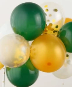 HIER_4200 14 Pcs | Confetti Balloon Garland Cloud Cake Topper, Mini Cake Decorations - Clear, Gold, Hunter Green & White Chargers & Centerpieces 21 HIER_4200 14 Pcs | Confetti Balloon Garland Cloud Cake Topper, Mini Cake Decorations - Clear, Gold, Hunter Green & White Chargers & Centerpieces