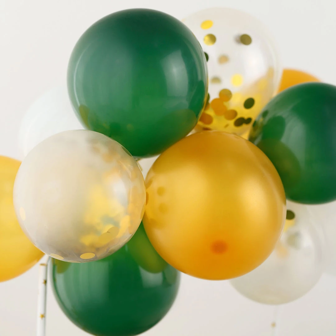 HIER_4200 14 Pcs | Confetti Balloon Garland Cloud Cake Topper, Mini Cake Decorations - Clear, Gold, Hunter Green & White Chargers & Centerpieces 10 HIER_4200 14 Pcs | Confetti Balloon Garland Cloud Cake Topper, Mini Cake Decorations - Clear, Gold, Hunter Green & White Chargers & Centerpieces