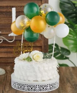 HIER_4200 14 Pcs | Confetti Balloon Garland Cloud Cake Topper, Mini Cake Decorations - Clear, Gold, Hunter Green & White Chargers & Centerpieces 22 HIER_4200 14 Pcs | Confetti Balloon Garland Cloud Cake Topper, Mini Cake Decorations - Clear, Gold, Hunter Green & White Chargers & Centerpieces