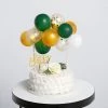 HIER_4200 14 Pcs | Confetti Balloon Garland Cloud Cake Topper, Mini Cake Decorations - Clear, Gold, Hunter Green & White Chargers & Centerpieces