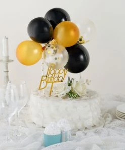 HIER_4200 Chargers & Centerpieces 11 Pcs | Confetti Balloon Garland Cloud Cake Topper, Mini Cake Decorations - Black, Clear & Gold 21 HIER_4200 Chargers & Centerpieces 11 Pcs | Confetti Balloon Garland Cloud Cake Topper, Mini Cake Decorations - Black, Clear & Gold