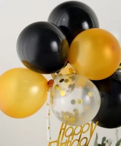 HIER_4200 Chargers & Centerpieces 11 Pcs | Confetti Balloon Garland Cloud Cake Topper, Mini Cake Decorations - Black, Clear & Gold 23 HIER_4200 Chargers & Centerpieces 11 Pcs | Confetti Balloon Garland Cloud Cake Topper, Mini Cake Decorations - Black, Clear & Gold