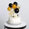 HIER_4200 Chargers & Centerpieces 11 Pcs | Confetti Balloon Garland Cloud Cake Topper, Mini Cake Decorations - Black, Clear & Gold