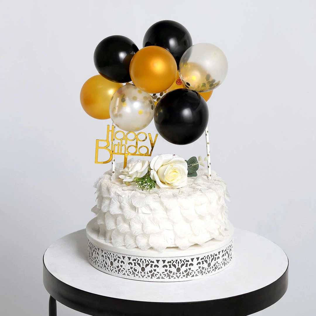 HIER_4200 Chargers & Centerpieces 11 Pcs | Confetti Balloon Garland Cloud Cake Topper, Mini Cake Decorations - Black, Clear & Gold 1 HIER_4200 Chargers & Centerpieces 11 Pcs | Confetti Balloon Garland Cloud Cake Topper, Mini Cake Decorations - Black, Clear & Gold