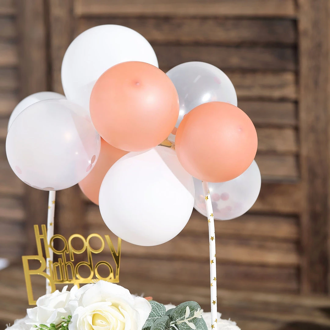 HIER_4200 11 Pcs | Confetti Balloon Garland Cloud Cake Topper, Mini Cake Decorations - Clear, Rose Gold & White Chargers & Centerpieces 2 HIER_4200 11 Pcs | Confetti Balloon Garland Cloud Cake Topper, Mini Cake Decorations - Clear, Rose Gold & White Chargers & Centerpieces