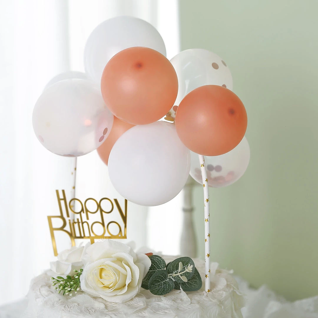 HIER_4200 11 Pcs | Confetti Balloon Garland Cloud Cake Topper, Mini Cake Decorations - Clear, Rose Gold & White Chargers & Centerpieces 10 HIER_4200 11 Pcs | Confetti Balloon Garland Cloud Cake Topper, Mini Cake Decorations - Clear, Rose Gold & White Chargers & Centerpieces