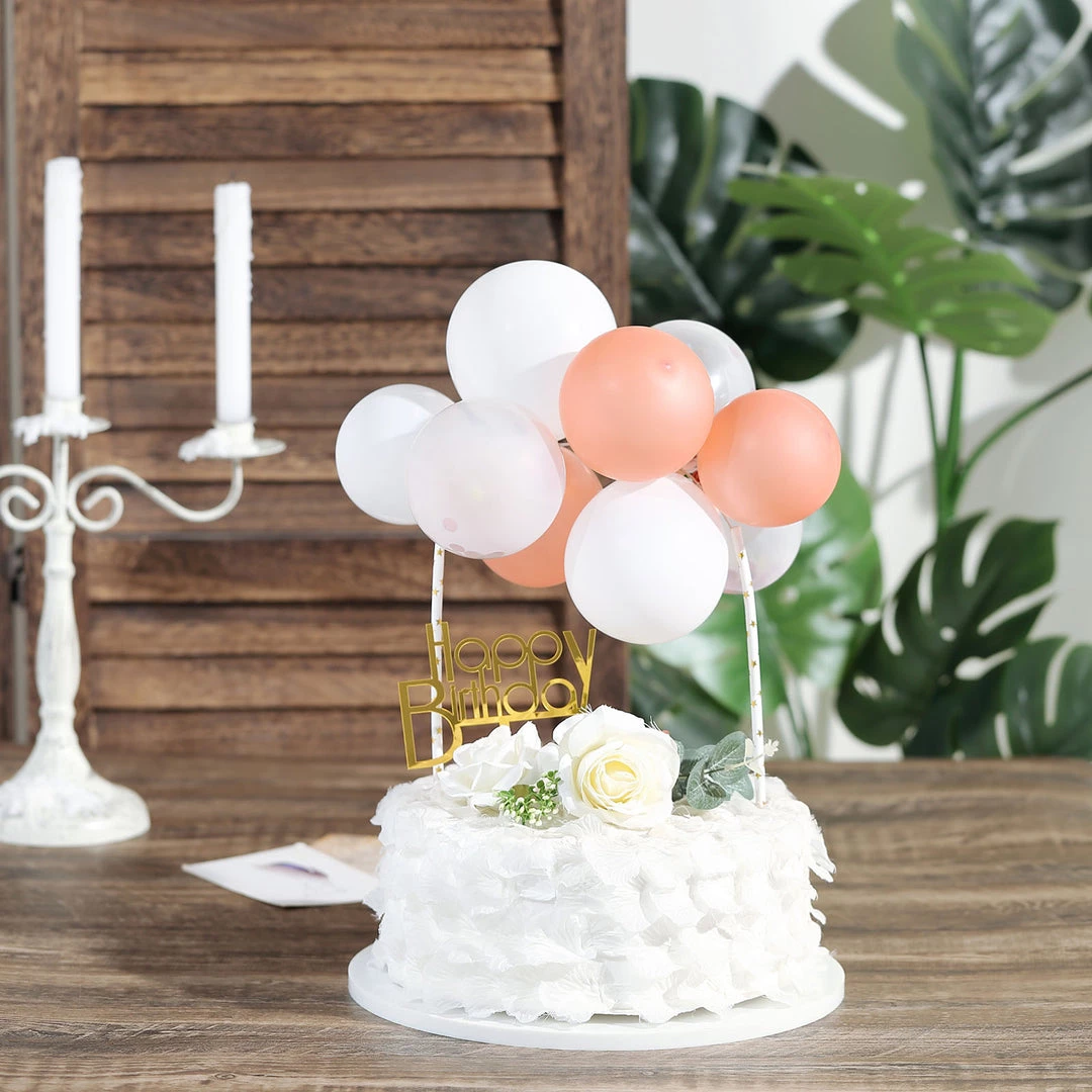 HIER_4200 11 Pcs | Confetti Balloon Garland Cloud Cake Topper, Mini Cake Decorations - Clear, Rose Gold & White Chargers & Centerpieces 11 HIER_4200 11 Pcs | Confetti Balloon Garland Cloud Cake Topper, Mini Cake Decorations - Clear, Rose Gold & White Chargers & Centerpieces