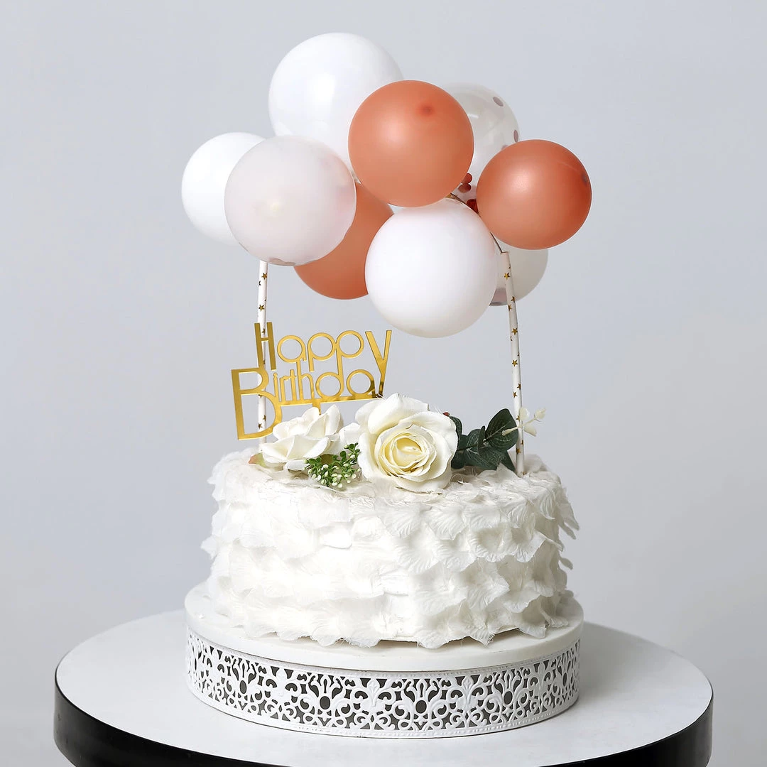 HIER_4200 11 Pcs | Confetti Balloon Garland Cloud Cake Topper, Mini Cake Decorations - Clear, Rose Gold & White Chargers & Centerpieces 1 HIER_4200 11 Pcs | Confetti Balloon Garland Cloud Cake Topper, Mini Cake Decorations - Clear, Rose Gold & White Chargers & Centerpieces