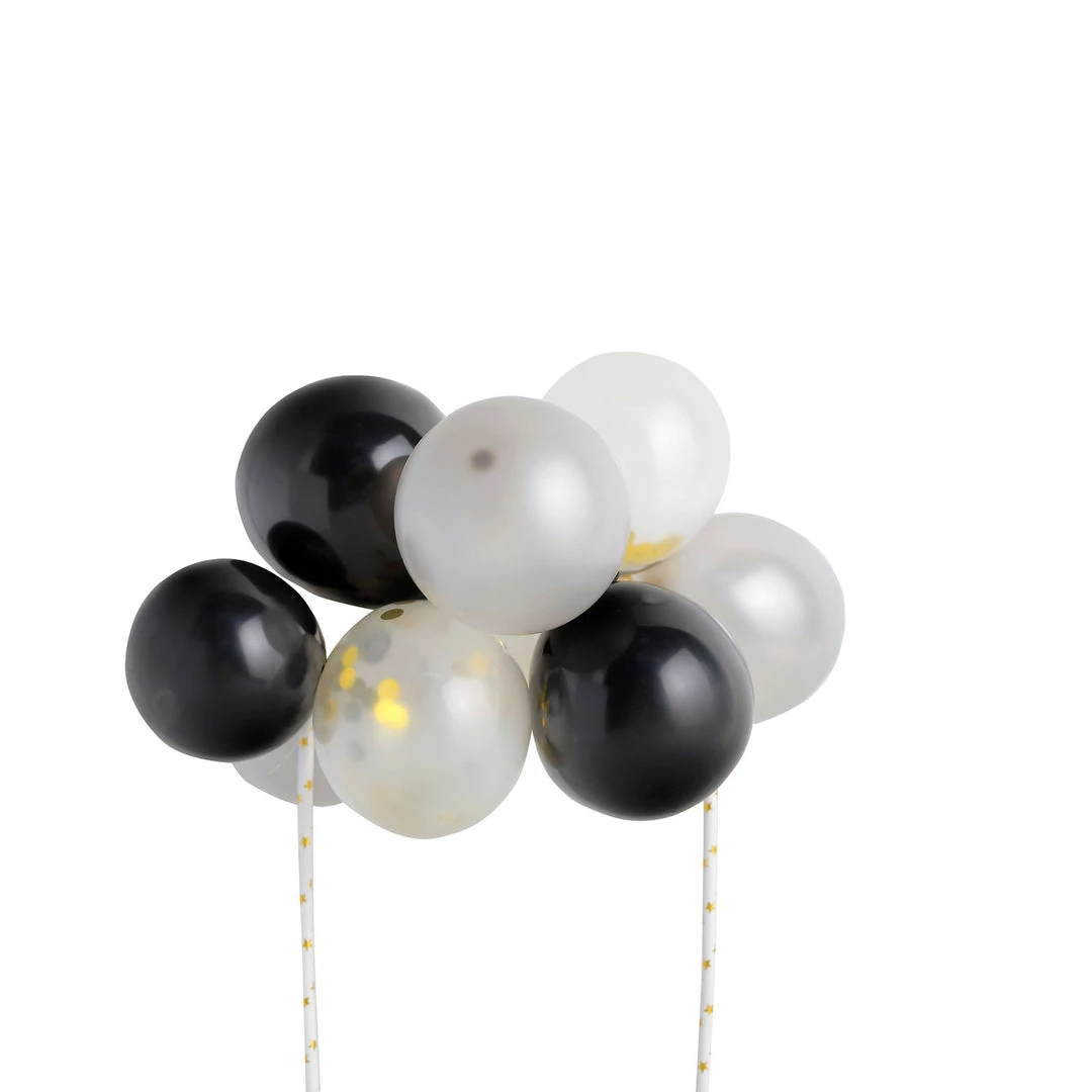 HIER_4200 11 Pcs | Confetti Balloon Garland Cloud Cake Topper, Mini Cake Decorations - Black, Silver & Clear Chargers & Centerpieces 3 HIER_4200 11 Pcs | Confetti Balloon Garland Cloud Cake Topper, Mini Cake Decorations - Black, Silver & Clear Chargers & Centerpieces