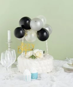 HIER_4200 11 Pcs | Confetti Balloon Garland Cloud Cake Topper, Mini Cake Decorations - Black, Silver & Clear Chargers & Centerpieces 18 HIER_4200 11 Pcs | Confetti Balloon Garland Cloud Cake Topper, Mini Cake Decorations - Black, Silver & Clear Chargers & Centerpieces