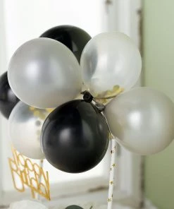 HIER_4200 11 Pcs | Confetti Balloon Garland Cloud Cake Topper, Mini Cake Decorations - Black, Silver & Clear Chargers & Centerpieces 19 HIER_4200 11 Pcs | Confetti Balloon Garland Cloud Cake Topper, Mini Cake Decorations - Black, Silver & Clear Chargers & Centerpieces