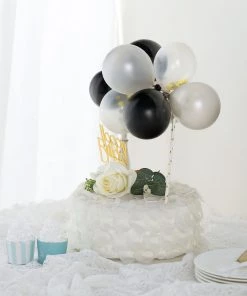 HIER_4200 11 Pcs | Confetti Balloon Garland Cloud Cake Topper, Mini Cake Decorations - Black, Silver & Clear Chargers & Centerpieces 21 HIER_4200 11 Pcs | Confetti Balloon Garland Cloud Cake Topper, Mini Cake Decorations - Black, Silver & Clear Chargers & Centerpieces